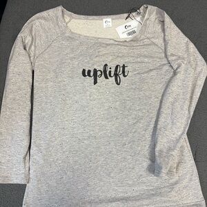 ZYIA Light Heather Gray 'uplift' Script Sweatshirt